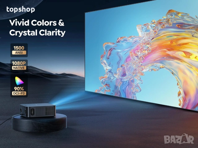 Чисто нов с фолиата, перфектен Smart Проектор TOPTRO X9 – 4K Поддръжка, 1500 ANSI Lumens..., снимка 6 - Плейъри, домашно кино, прожектори - 54222116