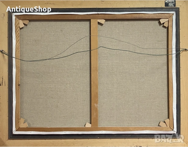 Картина. Замък с езеро. Масло върху канава., снимка 5 - Картини - 54087527