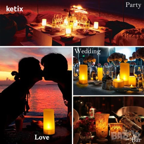 12 LED безпламъчни чаени свещи със зарядна станция, снимка 5 - Други - 53781874