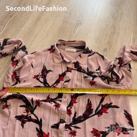 Розова риза Samsoe Samsoe с флорален дизайн, вискоза, дамска размер L, снимка 6 - Ризи - 53244480