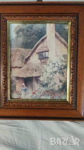 Стар прекрасен принт по известната картина „Cottage Garden“ British School - 19th на Strachan Artur , снимка 7 - Антикварни и старинни предмети - 45477362