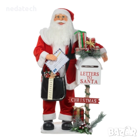 Дядо Коледа пощальон със светлина и музика, 100 cm