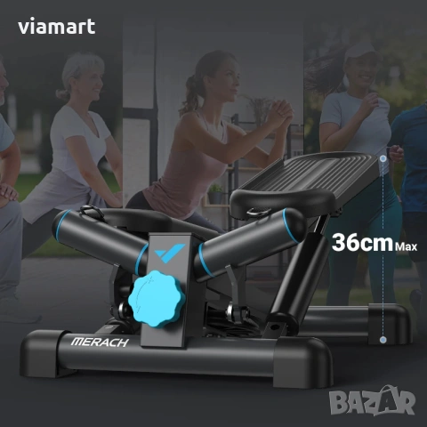 Туист степер MERACH MR-2354 с ластици, LCD монитор, Twist движение, снимка 14 - Фитнес уреди - 53664095