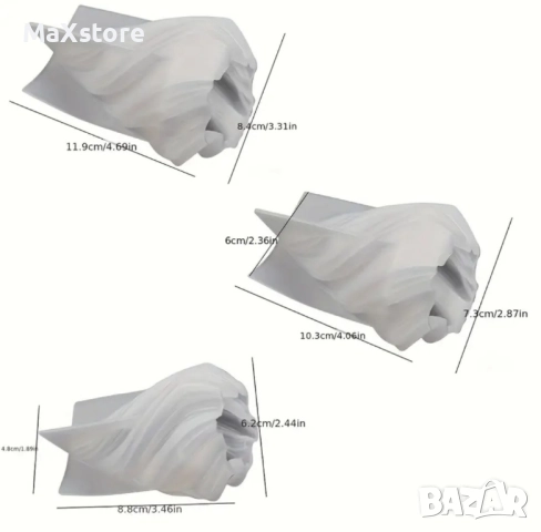 3D 3 размера спираловидна елха Силиконов молд за свещи гипс сапун смола , снимка 5 - Форми - 51955133