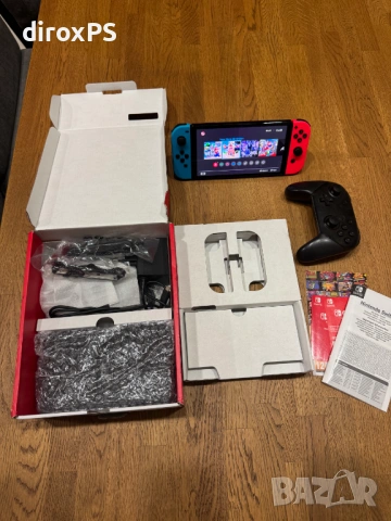 Nintendo Switch OLED с чип - 256GB и игри + Pro controller, снимка 3 - Nintendo конзоли - 53635326