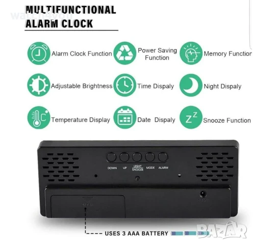 НОВ ПОСТОЯННО СВЕТЕЩ LED ЧАСОВНИK С ГОЛЕМИ СВЕТЕЩИ ЦИФРИ НА ТОК. СВЕТЕЩИ ЧАСОВНИЦИ. БУДИЛНИК АЛАРМА, снимка 16 - Други - 32819006