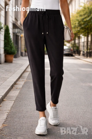 Дамски черен панталон с джобове - код 1150