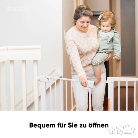 4503 Предпазна решетка за бебета и деца – Височина 76 см, Сигурно заключване, Без пробиване, снимка 7 - Други стоки за дома - 53876337