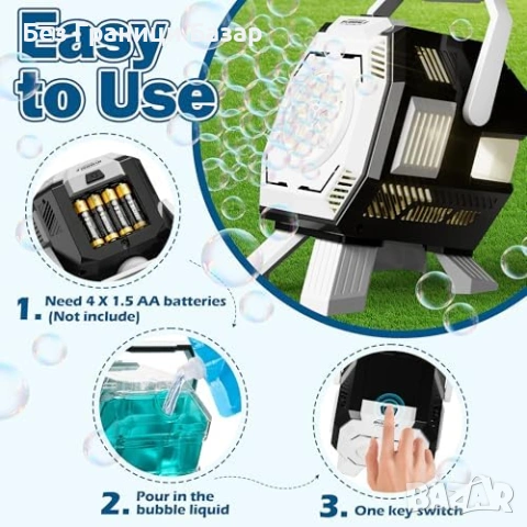 Нова Машина за балончета със светлини 15000+/мин 320мл 6 отвора за парти, снимка 5 - Други - 53698358