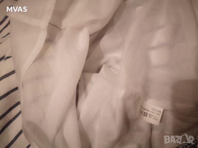 Нова лятна памучна бяла рокля бяло М размер синьо райе, снимка 6 - Рокли - 45543735