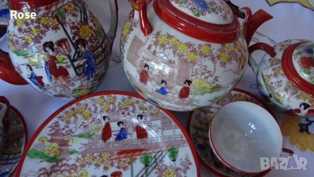 Стар японски костен порцелан тип "яйчена черупка". , снимка 9 - Сервизи - 52448477