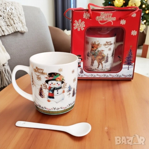 Комплект кодедна чаша + лъжица Merry Christmas 