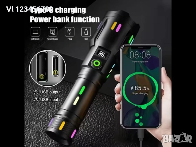 LED Фенери - LED тактически алуминиев фенер X-BAL G BL-621-TG -18 см , снимка 3 - Къмпинг осветление - 53807135