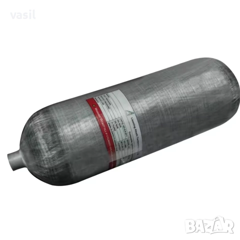 Карбонова бутилка 9L 300BAR с вентил M18x1.5 комплект – готова за PCP, SCUBA, Paintball, снимка 5 - Въздушно оръжие - 52797191