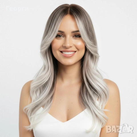 Дълга вълниста синтетична перука