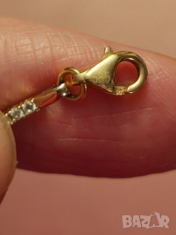 Прекрасна златна гривна с мойсанити , снимка 9 - Гривни - 52469643
