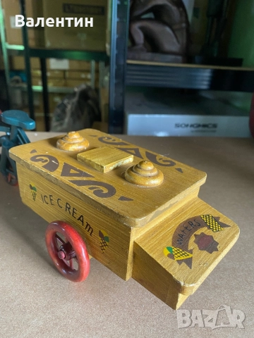 Винтидж триколка за сладолед изработена от дърво, снимка 6 - Декорация за дома - 51952060