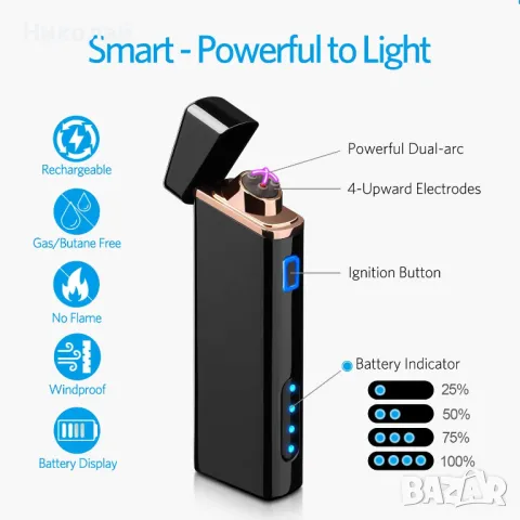 sipoe windproof arc lighter ЗАПАЛКА с електрическа дъга, снимка 9 - Друга електроника - 48605371