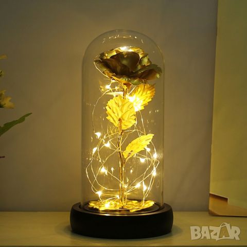 Вечна роза в стъкленица с LED светлина, снимка 6 - Декорация за дома - 45782997