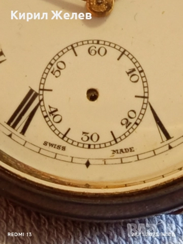 Стар джобен часовник CORMA SWISS MADE с керамичен циферблат рядък за КОЛЕКЦИЯ 52279, снимка 3 - Антикварни и старинни предмети - 52479341