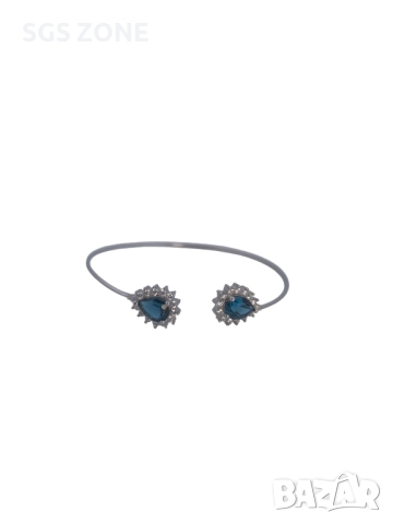 ОТВОРЕНА СРЕБЪРНА ГРИВНА С ЛОНДОНСКИ ТОПАЗ, снимка 2 - Гривни - 52403464