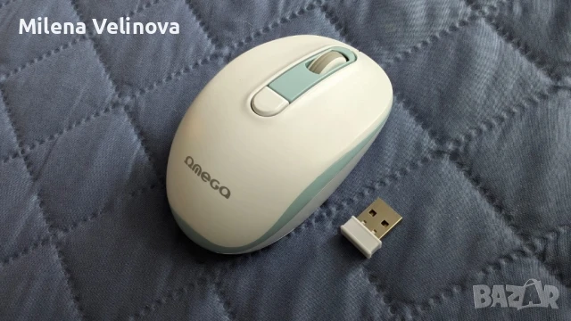 безжичка мишка омега бяло синь