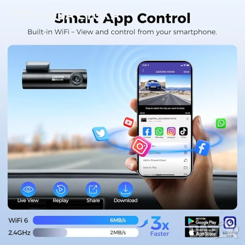 AZDOME M300S k Видеорегистратор Dash Cam комплект със задна камера , снимка 3 - Аксесоари и консумативи - 54160558