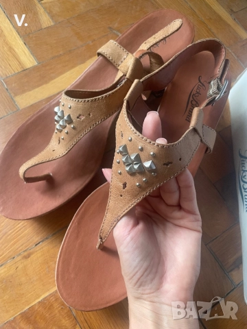 Сандали естествена кожа на платформа