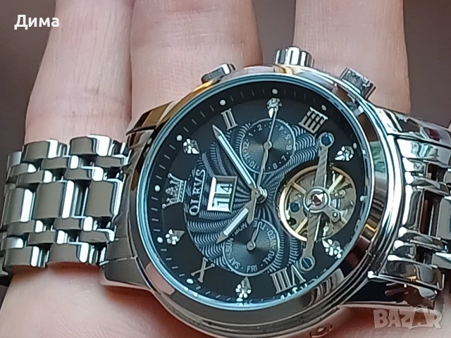 Olevs Автоматичен Мъжки Часовник, Хронограф,Скелет,HDСветещ,3 АТМ, Прозрачен гръб, Мултифункциионал, снимка 7 - Мъжки - 51067503