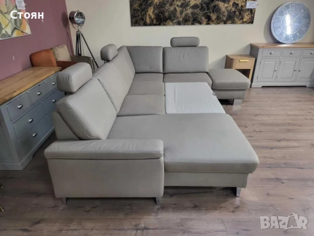 ПРОМОЦИЯ!!!Бежов П-образен ъглов диван от плат Sambia с функция сън, снимка 9 - Дивани и мека мебел - 52830077