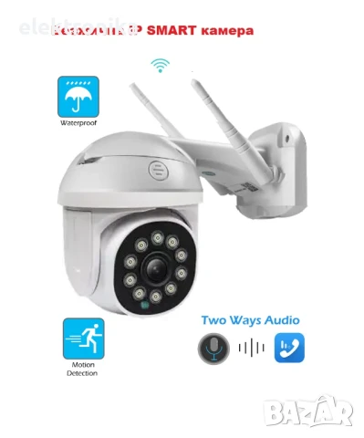 Безжична IP WiFi SMART камера 5MP FULL HD 1080P с цветно нощно виждане и звук