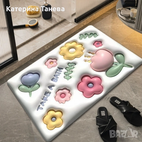 Бързо съхнеща триизмерна постелка за баня в различни разцветки 60х40см