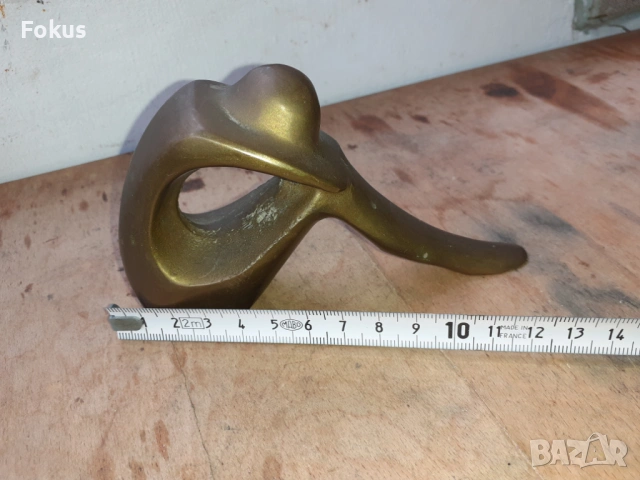 Стара изящна статуетка фигура пластика масивен бронз, снимка 5 - Антикварни и старинни предмети - 54220613