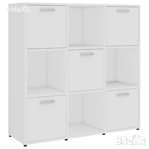 vidaXL Шкаф библиотека, бял, 90x30x90 см, ПДЧ(SKU:802930, снимка 1 - Шкафове - 45987328