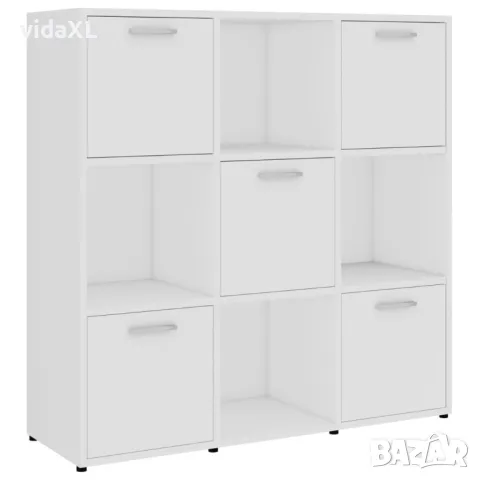 vidaXL Шкаф библиотека, бял, 90x30x90 см, инженерно дърво(SKU:802930), снимка 1 - Шкафове - 48588640