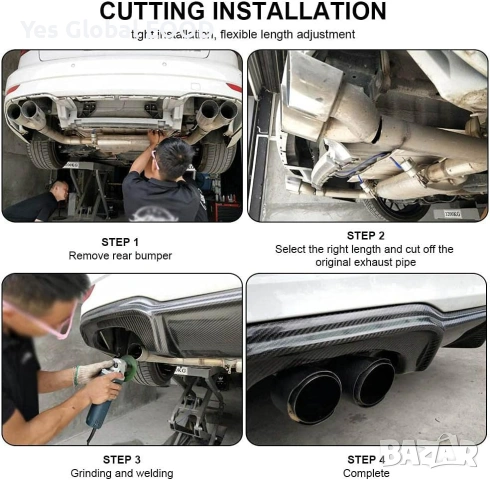 63mm Карбонов накрайник ауспух 2.5"→3.5" Черен, снимка 6 - Аксесоари и консумативи - 53640033