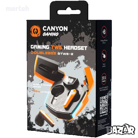 Геймърски слушалки Canyon DoubleBee GTWS-2, снимка 6 - Безжични слушалки - 41678143