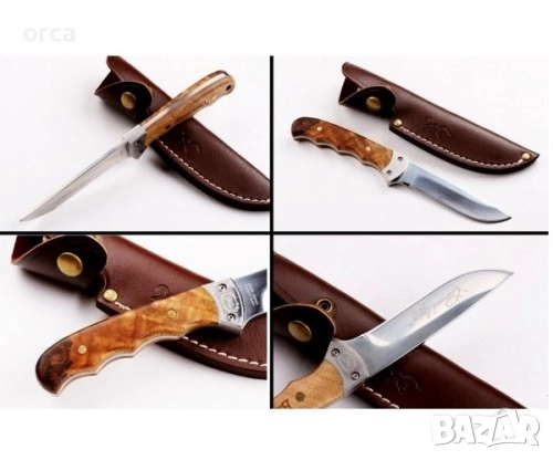 Ловен нож Browning с кожена кания 21см, остър и надежден за лов, снимка 4 - Ножове - 52246113
