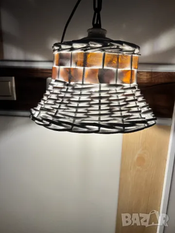 Красив абажур - винтидж, снимка 2 - Полилеи - 50392477