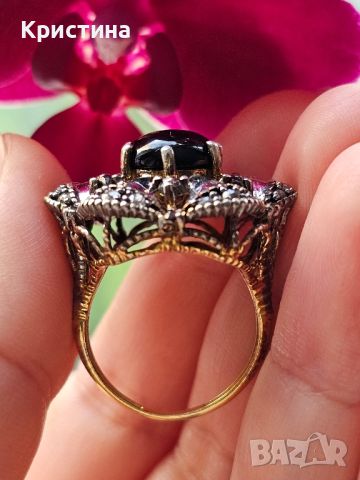 Красив пръстен от злато и сребро с Диаманти, снимка 6 - Пръстени - 45699492