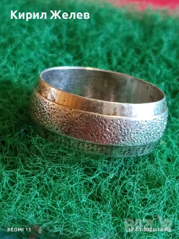 Текстуриран дизайн сребърен пръстен тип халка майсторска ръчна изработка 52672
