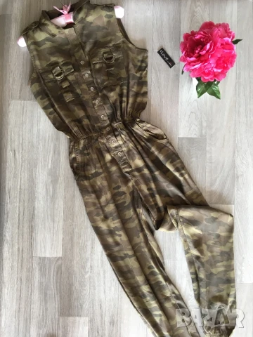 РАЗПРОДАЖБА Нов камуфлажен дамски гащеризон без ръкав с дълъг крачол  размер M, снимка 2 - Гащеризони - 50611744