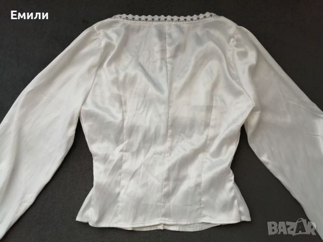 Дамска сатетена вталена риза с дълги буфан ръкави р-р S-M, снимка 12 - Ризи - 45478268