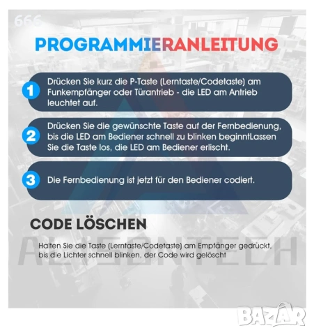 Дистанционно управление за гаражна врата за Ecostar RSC2, RSE2, RSZ1 - Ръчен предавател 433.92 MHz, снимка 4 - Друга електроника - 53575621