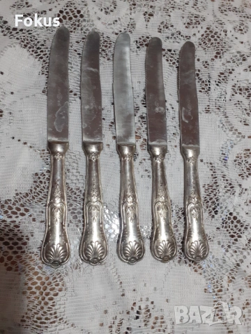 Стари антикварни посребрени прибори ножове 5 бр. маркирани