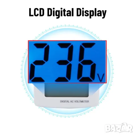 Дигитален волтметър за контакт 80-300VAC DM55-1 , снимка 5 - Друга електроника - 49503194