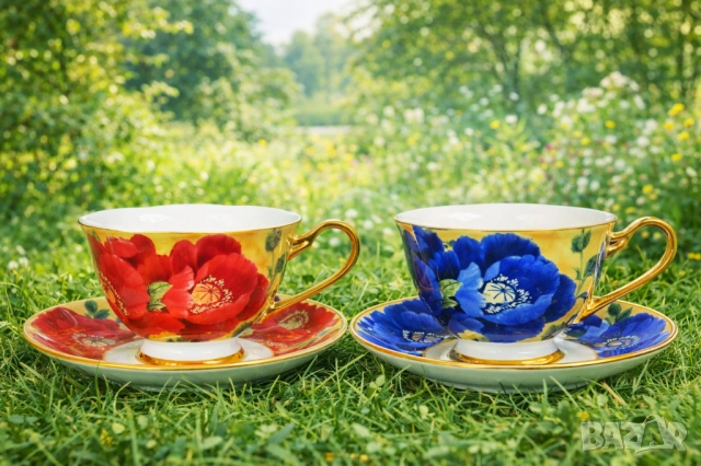 Винтидж чаши за кафе от фин костен порцелан, снимка 11 - Подаръци за юбилей - 33167370