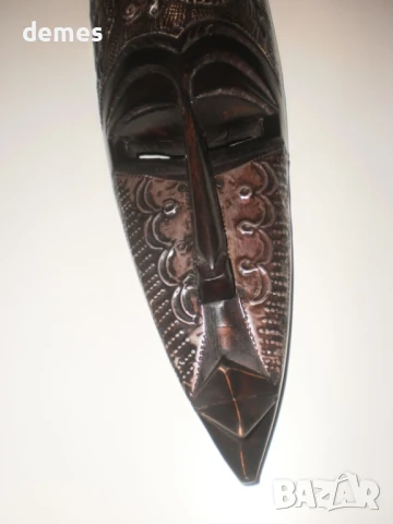 Африканска маска от абанос и мед-5+, снимка 7 - Антикварни и старинни предмети - 50887752