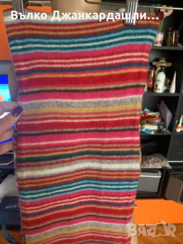 Пъстър шал вълна и ангора, снимка 2 - Шалове - 53768811