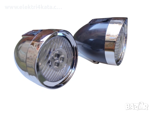 Ретро LED фар за велосипед с 3 диода и USB Type-C зареждане